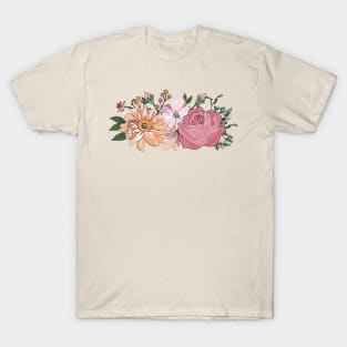 Romantic Watercolor Floral Bouquet Flowers Roses Arrangement Pink T-Shirt